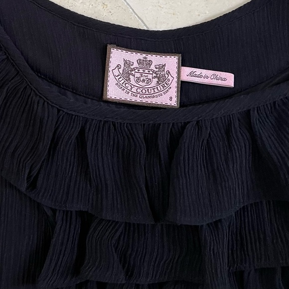 Juicy Couture Silk Y2K Black Ruffled Party Midi Dress - Picture 7 of 10